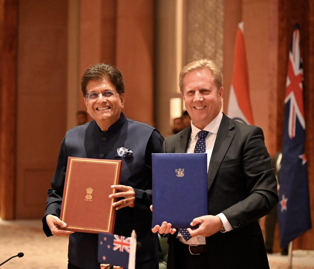 Photo features the Indian Union Minister of Commerce and Industry, Piyush Goyal with the Minister of Trade