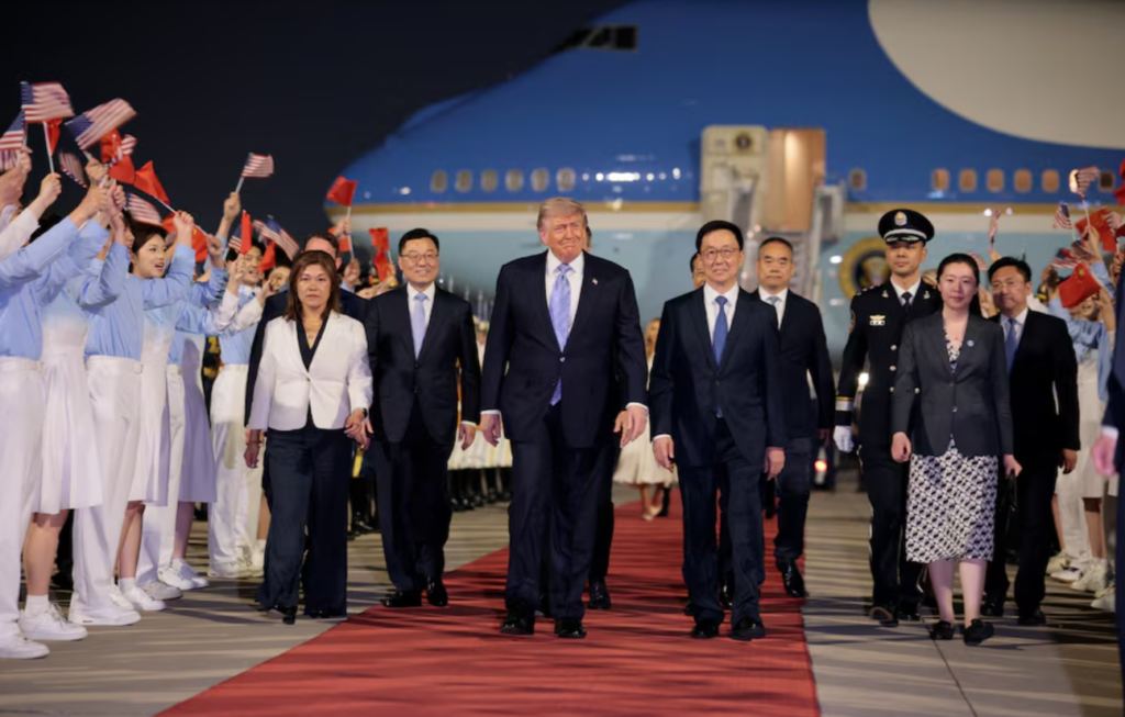 trump arriving in china. Trump Xi Beijing summit