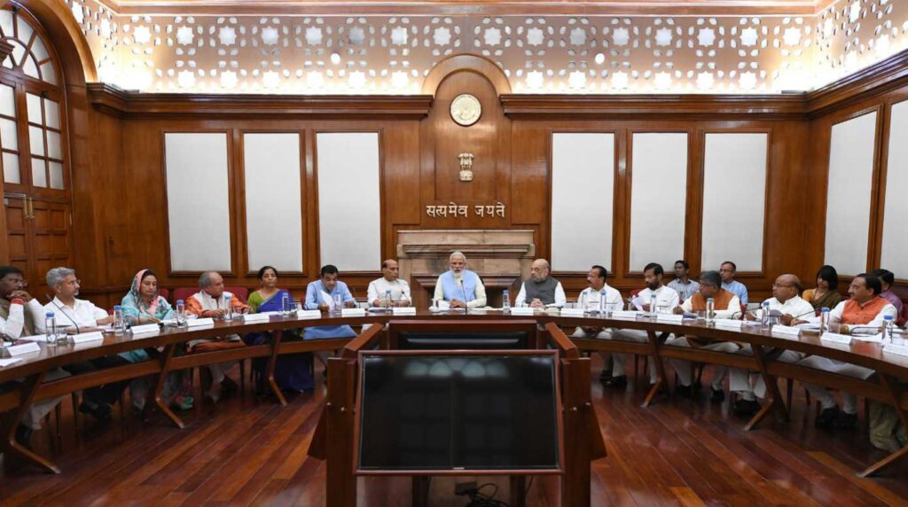 photo depicts the union cabinet headed by prime minister narendra modi