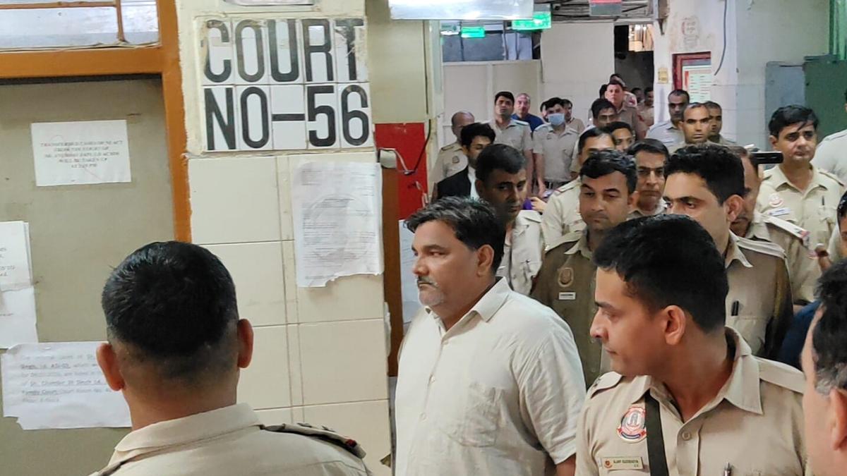 Tahir Hussain is appearing for the Ankit Sharma murder case at Karkardooma Court in New Delhi on July 31, 2026. | Photo Credit: Special Arrangement
