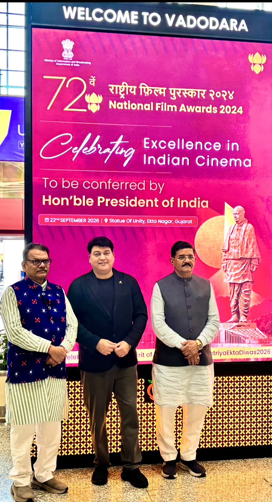 72nd National Film Awards 2024 display at Vadodara ahead of the awards ceremony at Ekta Nagar, Gujarat.